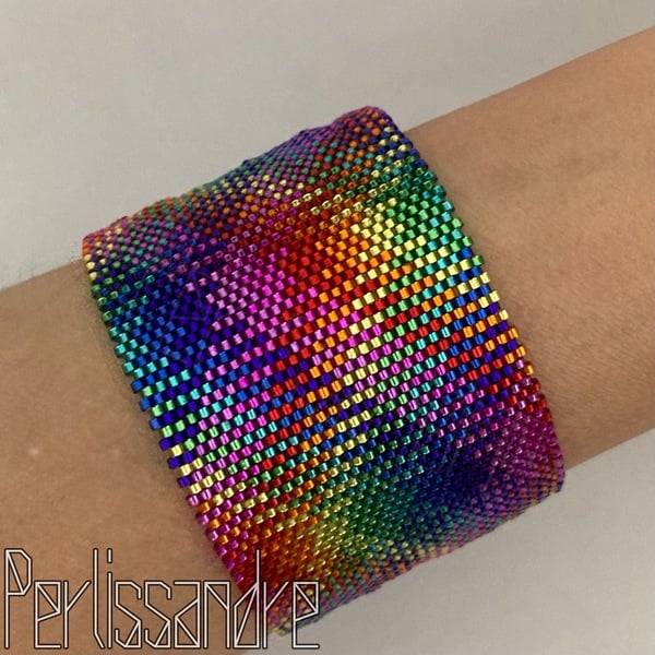 ROYGBIV - Beading Plaid Pattern - Bangle and Bracelet