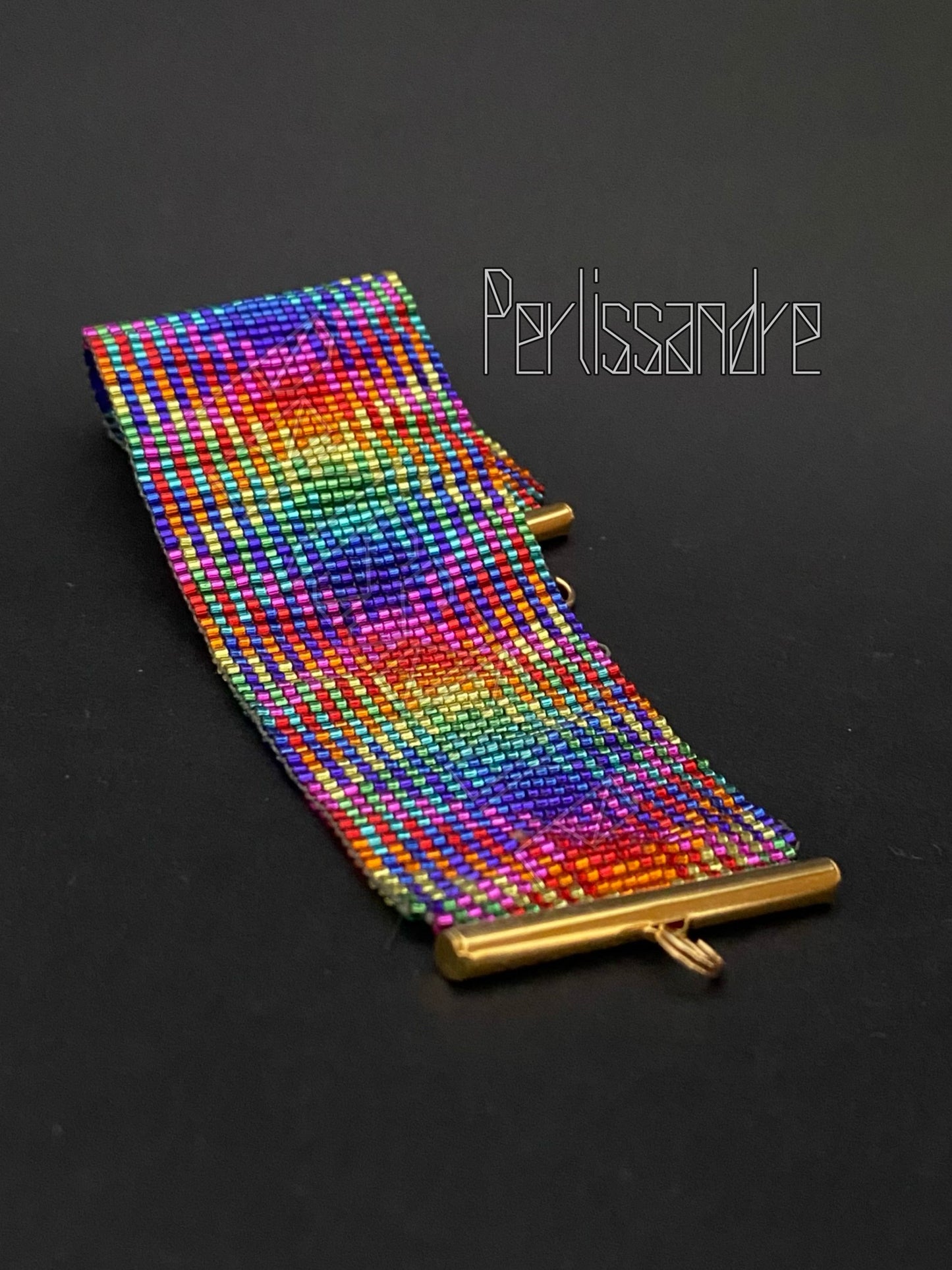 ROYGBIV Bead Loom Bracelet Plaid Pattern PERLISSANDRE